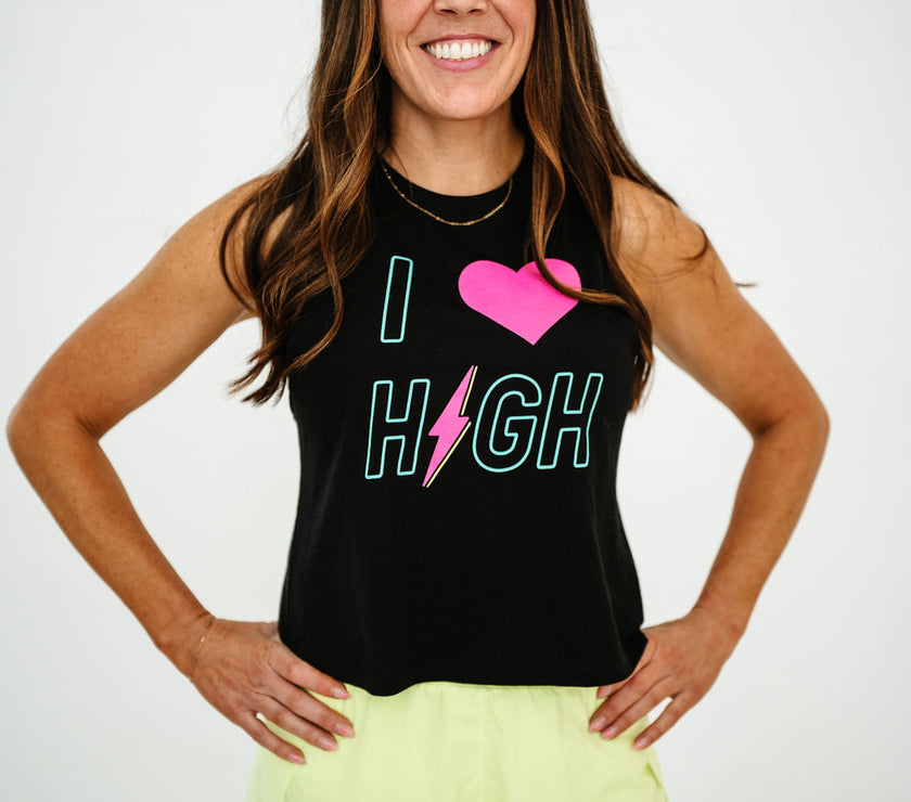 I LOVE HIGH Racerback Crop Tank