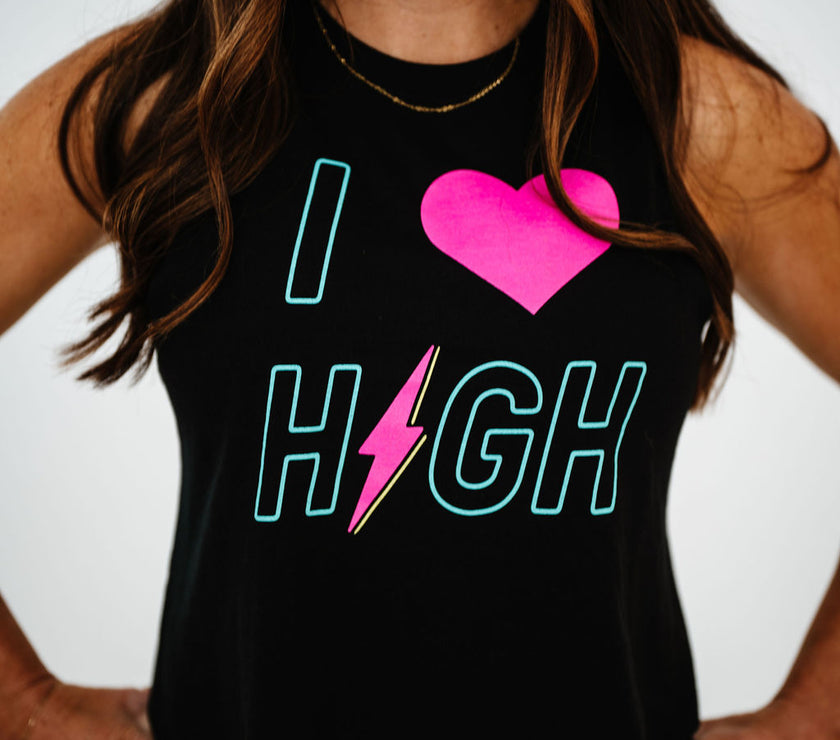 I LOVE HIGH Racerback Crop Tank