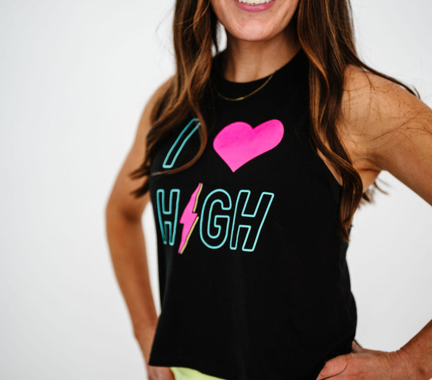 I LOVE HIGH Racerback Crop Tank