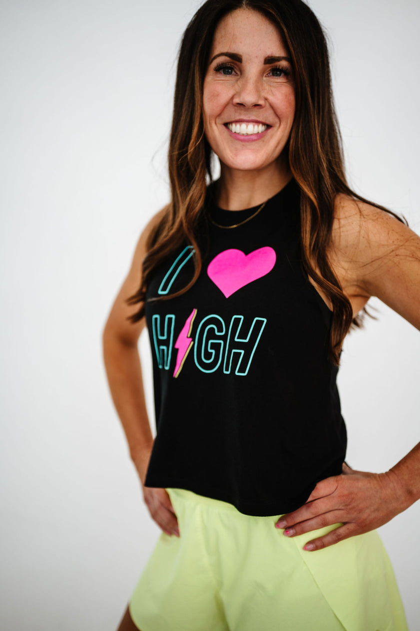 I LOVE HIGH Racerback Crop Tank