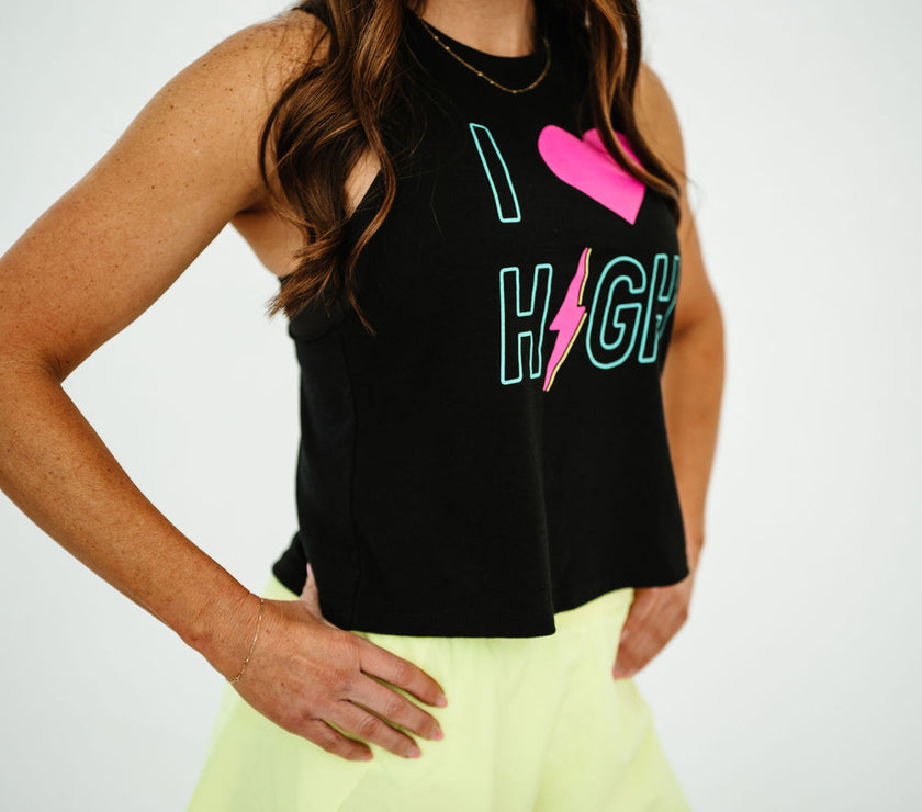 I LOVE HIGH Racerback Crop Tank