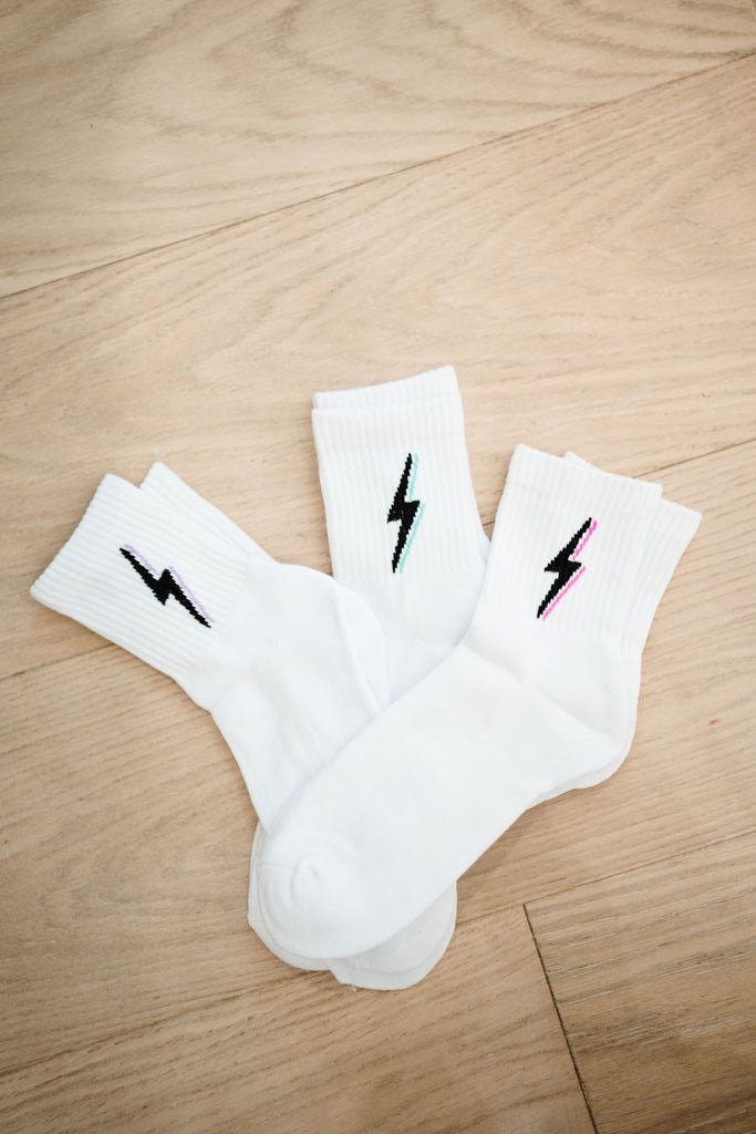 Midi Athletic Black Bolt Socks | 3 Pack