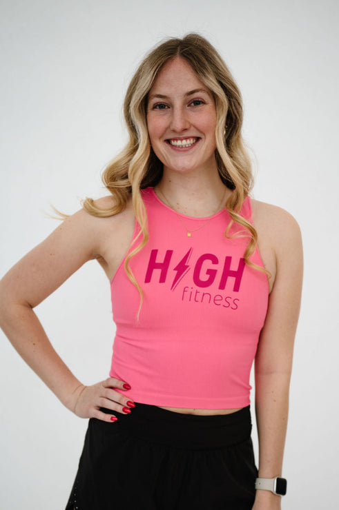 *PREORDER* HIGH Logo Comfort Cove Cropped Ribbed High Neck | Pink