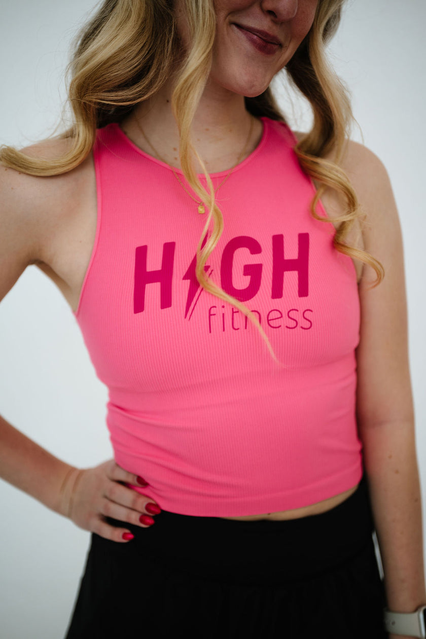 *PREORDER* HIGH Logo Comfort Cove Cropped Ribbed High Neck | Pink