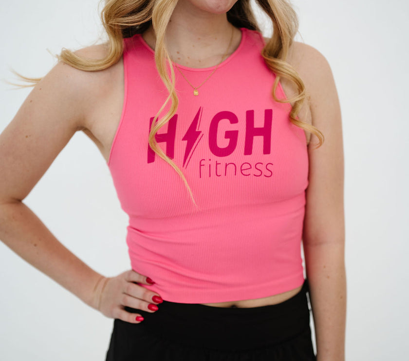 *PREORDER* HIGH Logo Comfort Cove Cropped Ribbed High Neck | Pink