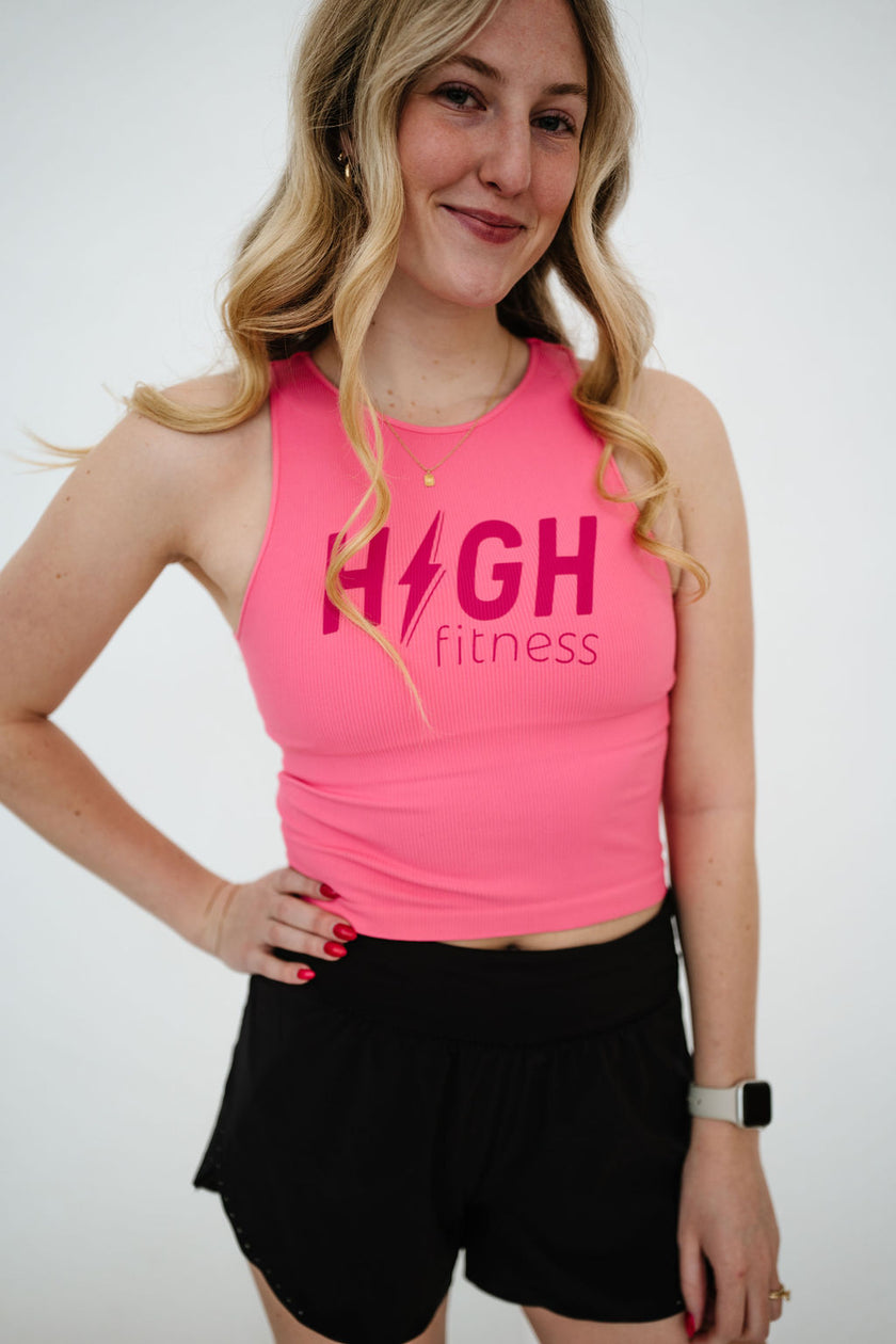 *PREORDER* HIGH Logo Comfort Cove Cropped Ribbed High Neck | Pink