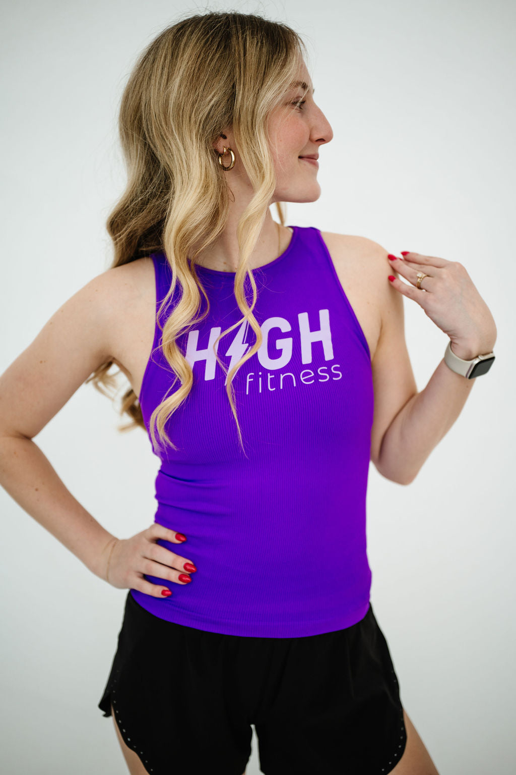 HIGH Logo Comfort Cove Long Ribbed High Neck | Neon Purple