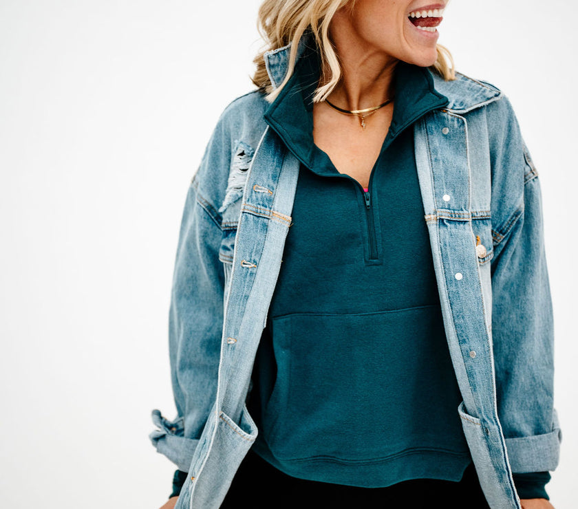 Half Zip Pullover Sweatshirt | Dark Teal