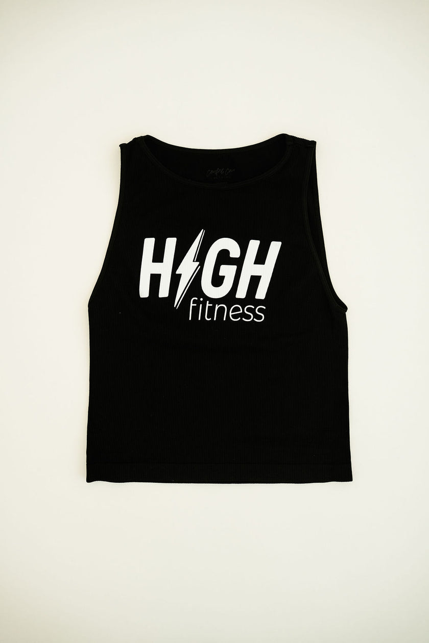 HIGH Logo Comfort Cove Cropped Ribbed High Neck | Black/White