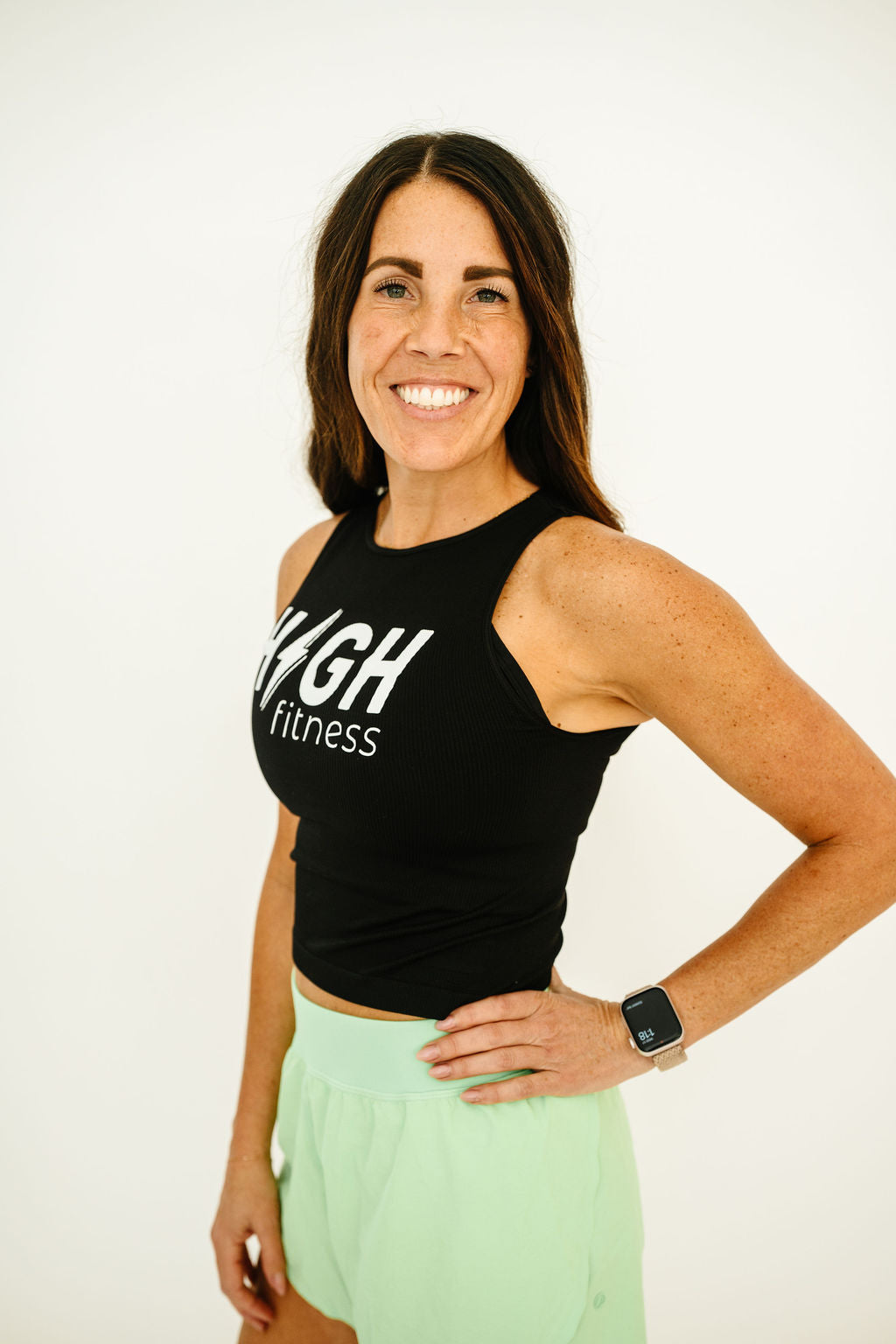 HIGH Logo Comfort Cove Cropped Ribbed High Neck | Black/White
