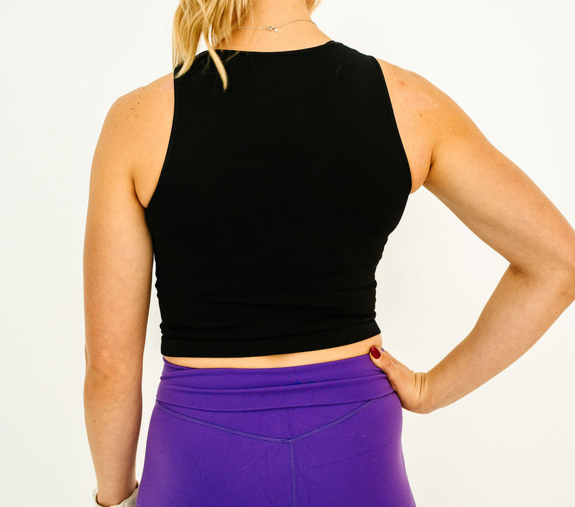 HIGH Logo Comfort Cove Cropped Ribbed High Neck | Black/Orange