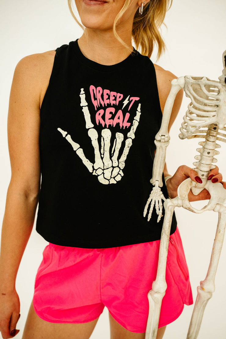 GLOW Creep It Real Racerback Crop Tank
