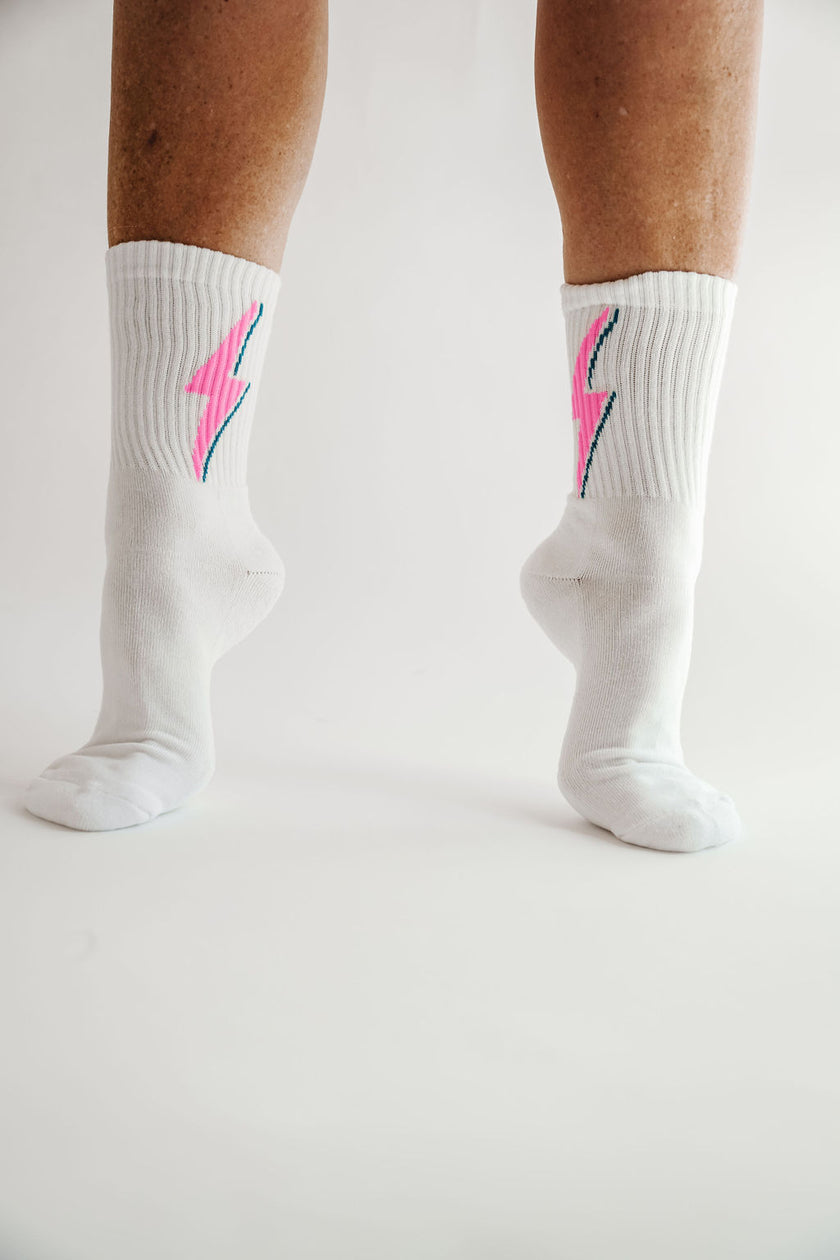 Pink Bolt Crew Sock Singles