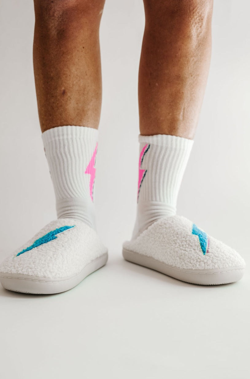 Pink Bolt Crew Sock Singles