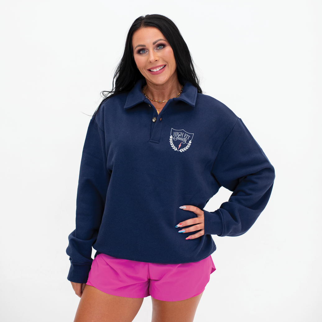 HIGH Fit Society Polo Sweatshirt | Navy Blue