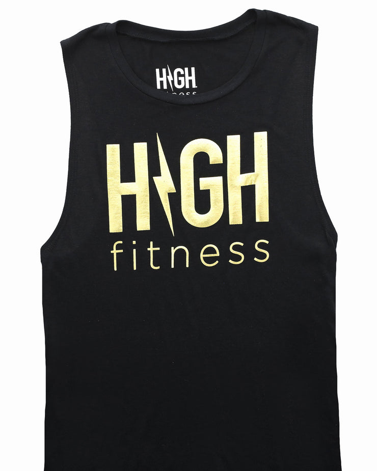 Gold Foil Muscle Tank | Black