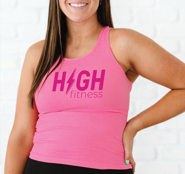 HIGH Logo Comfort Cove Long Ribbed Racerback | Pink