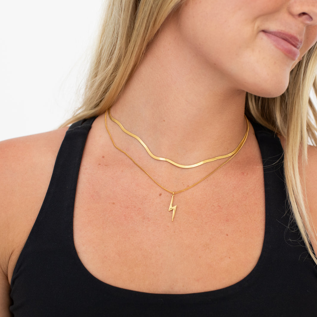 Gold Lightning Bolt Layered Necklace