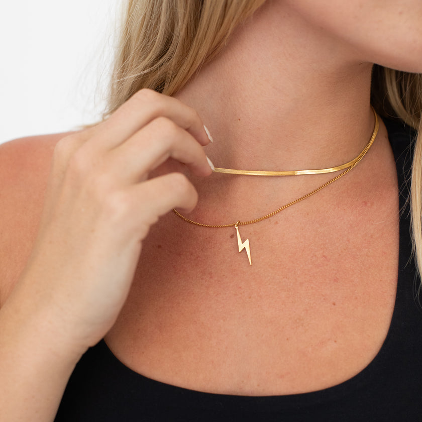 Gold Lightning Bolt Layered Necklace