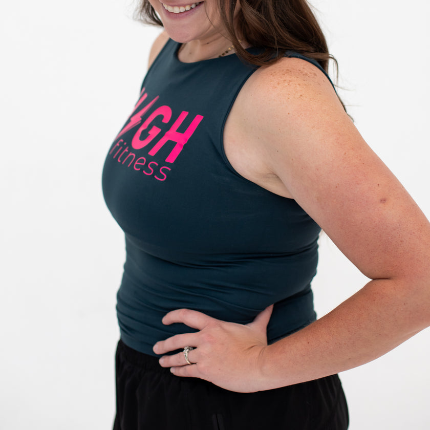 HIGH Logo Fitted Long Tank | Forest Green