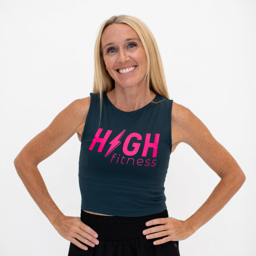 HIGH Logo Fitted Crop Tank | Forest Green