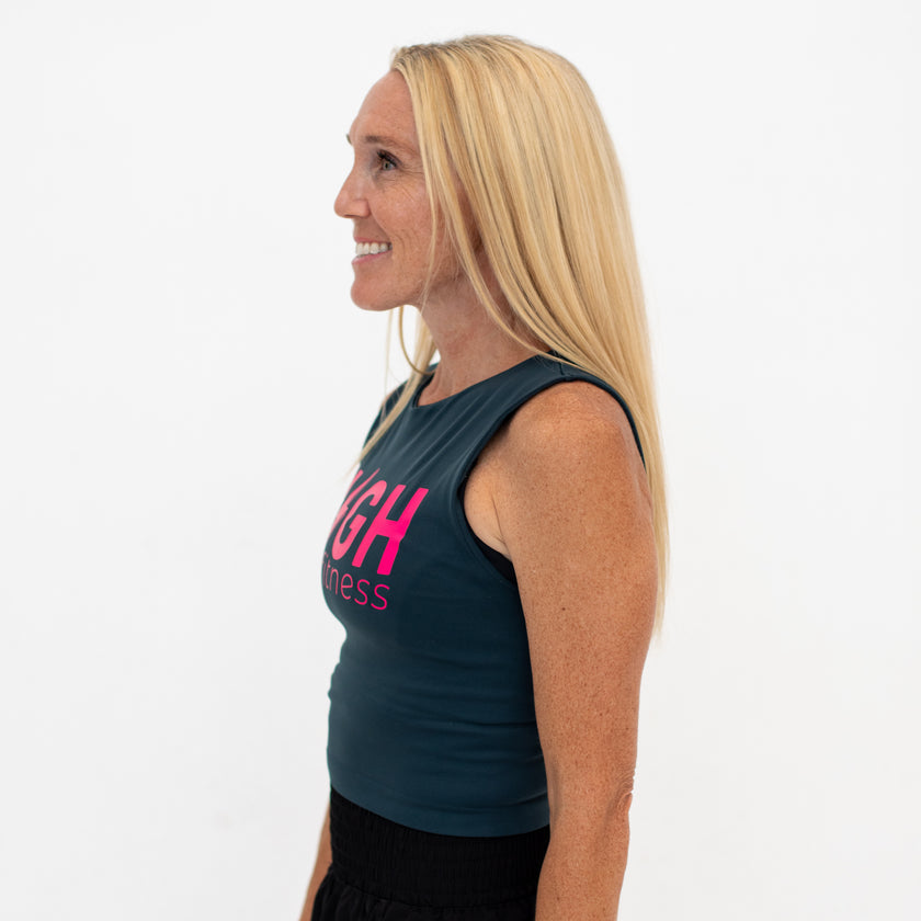 HIGH Logo Fitted Crop Tank | Forest Green