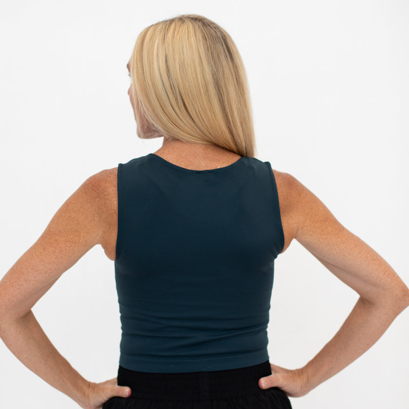 HIGH Logo Fitted Crop Tank | Forest Green