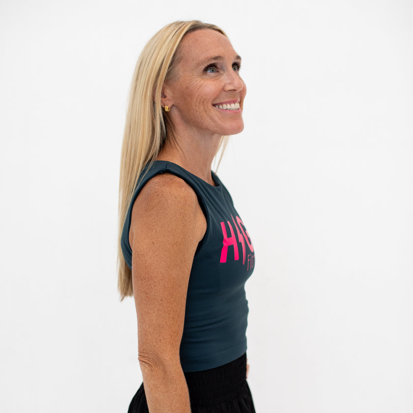 HIGH Logo Fitted Crop Tank | Forest Green