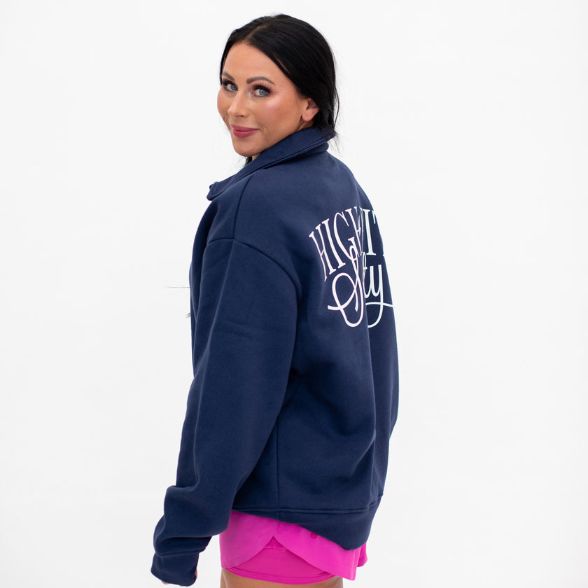 HIGH Fit Society Polo Sweatshirt | Navy Blue