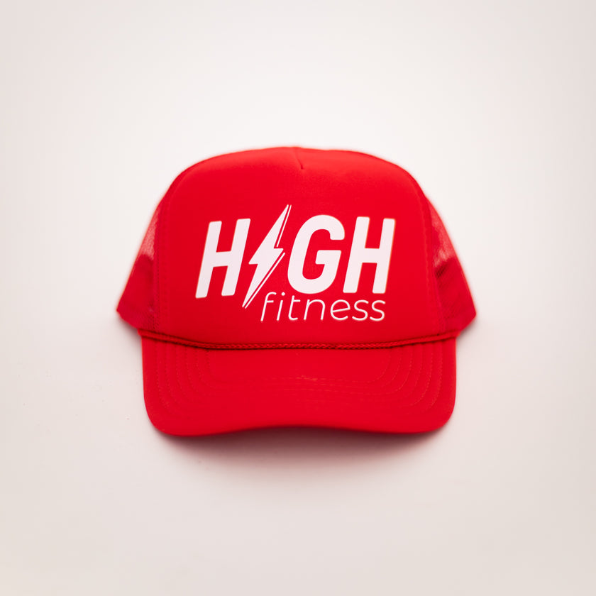 Red HIGH Trucker Hat (White Logo)