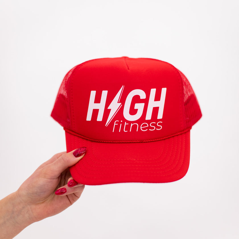 Red HIGH Trucker Hat (White Logo)