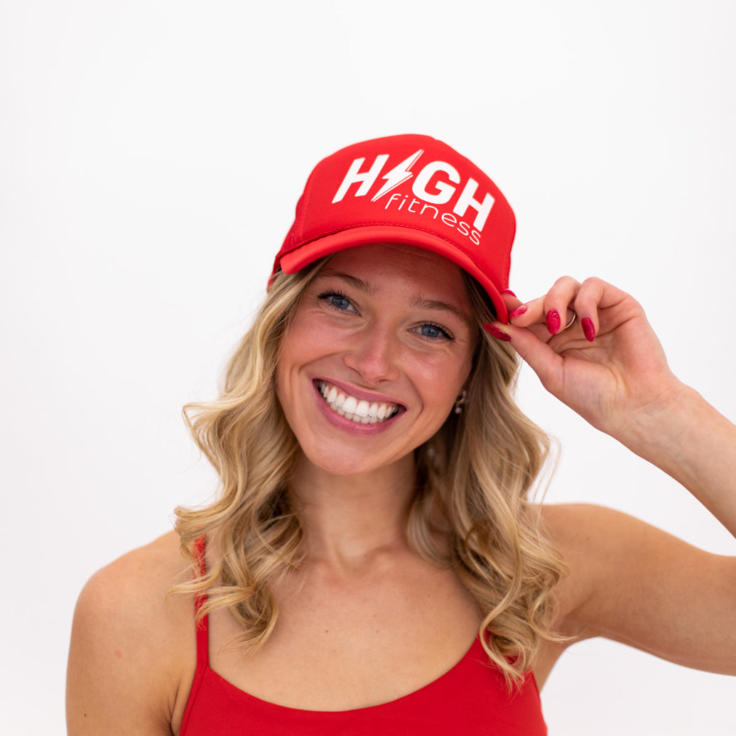 Red HIGH Trucker Hat (White Logo)
