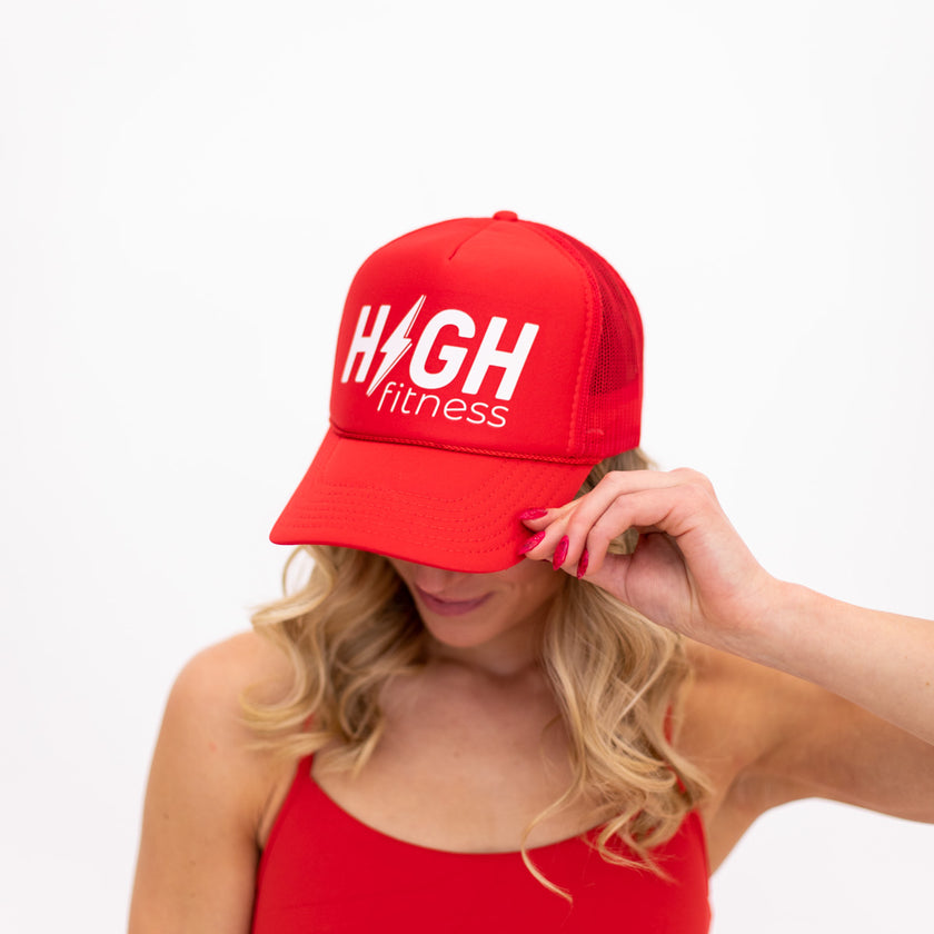 Red HIGH Trucker Hat (White Logo)