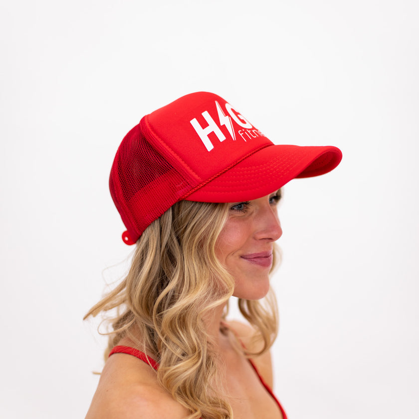 Red HIGH Trucker Hat (White Logo)
