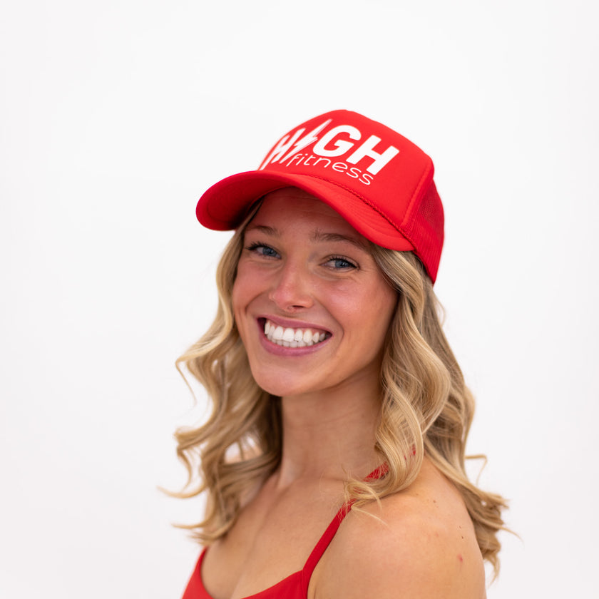 Red HIGH Trucker Hat (White Logo)