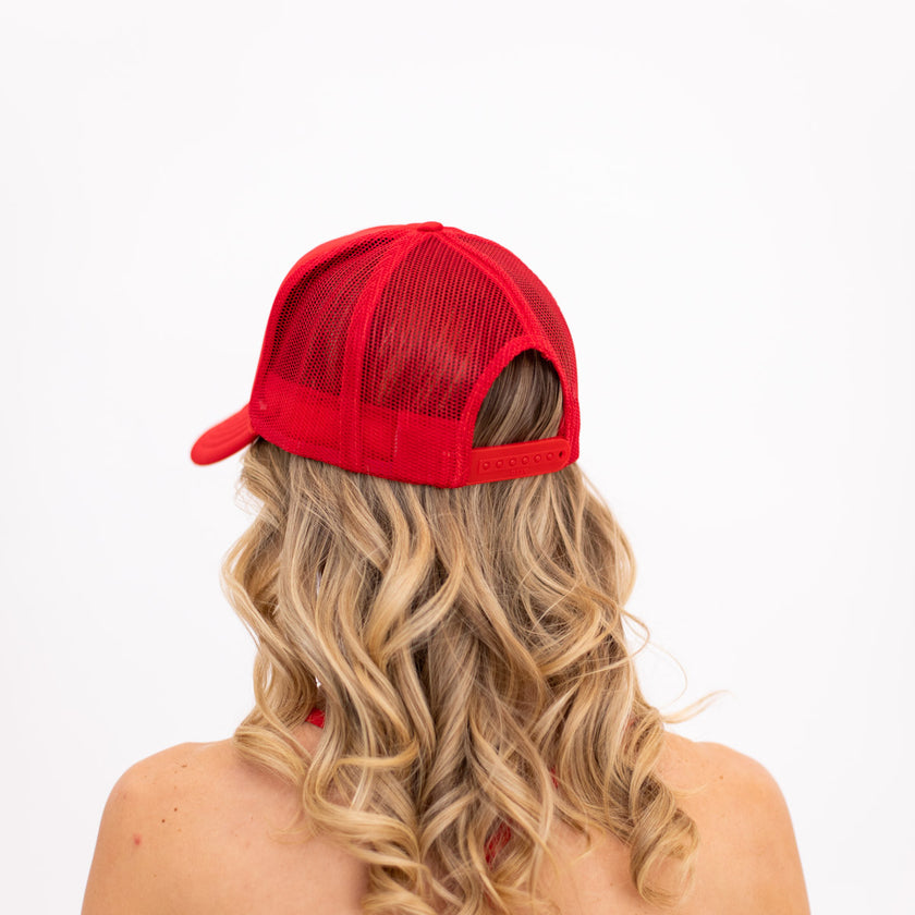 Red HIGH Trucker Hat (White Logo)