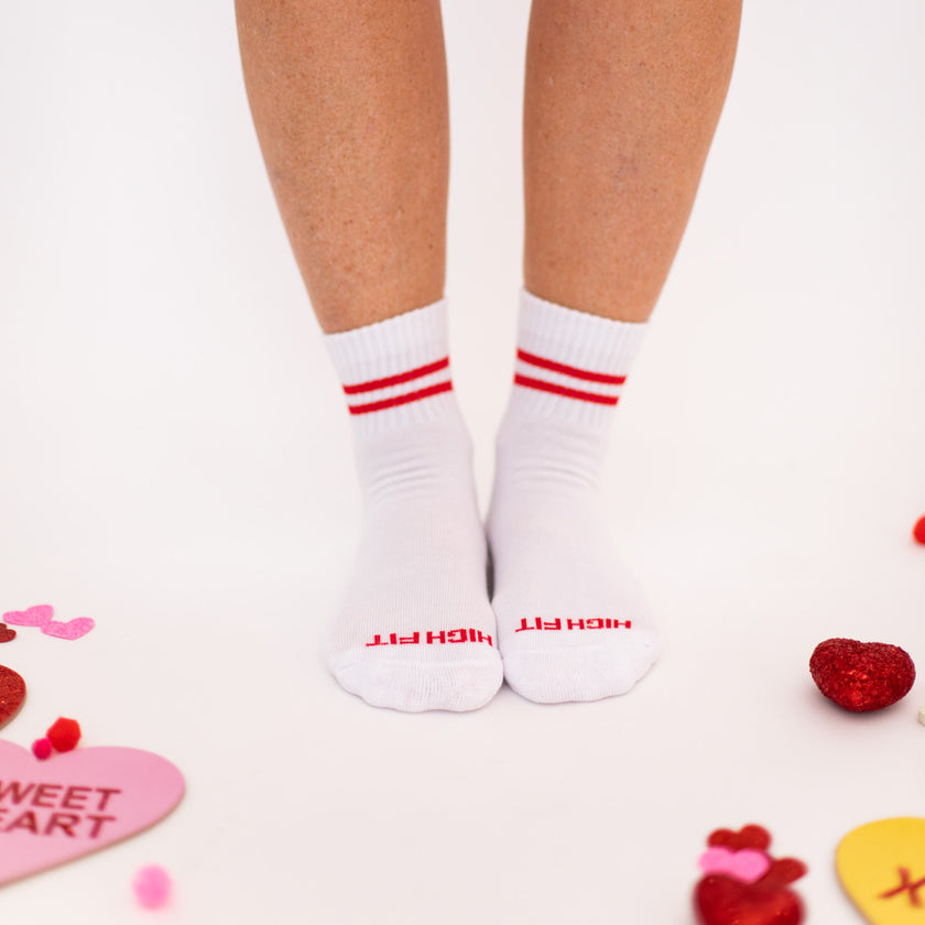 Single Red Striped Mid Sock