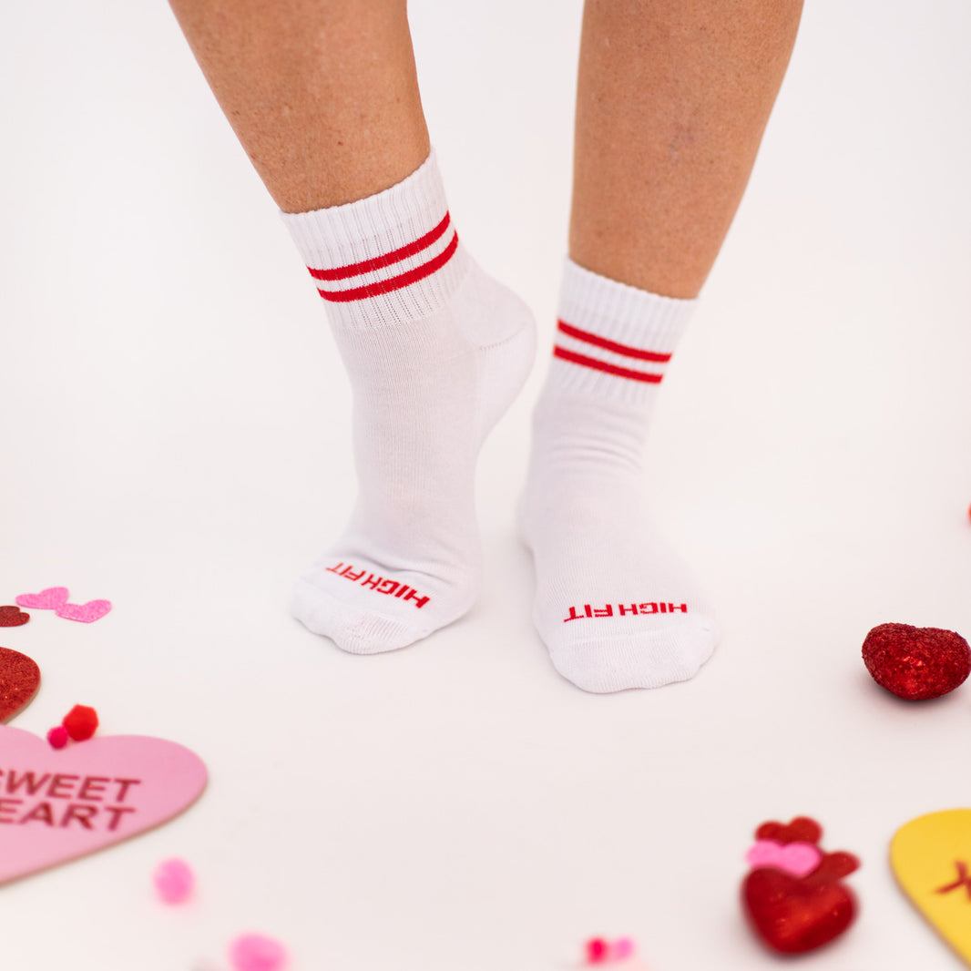 Single Red Striped Mid Sock