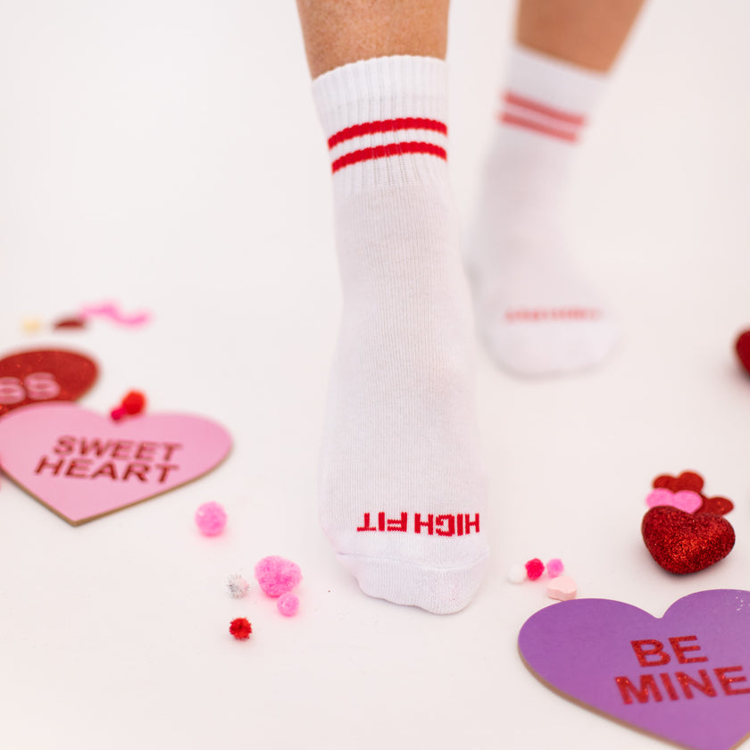 Single Red Striped Mid Sock