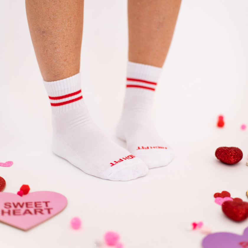 Single Red Striped Mid Sock