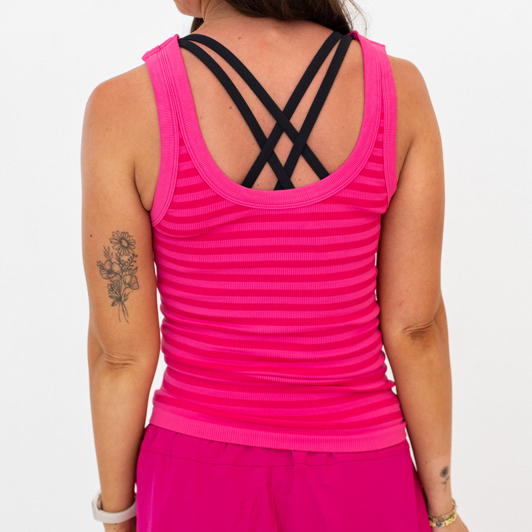 HIGH/LOW Flip Tank | Electric Pink Stripe