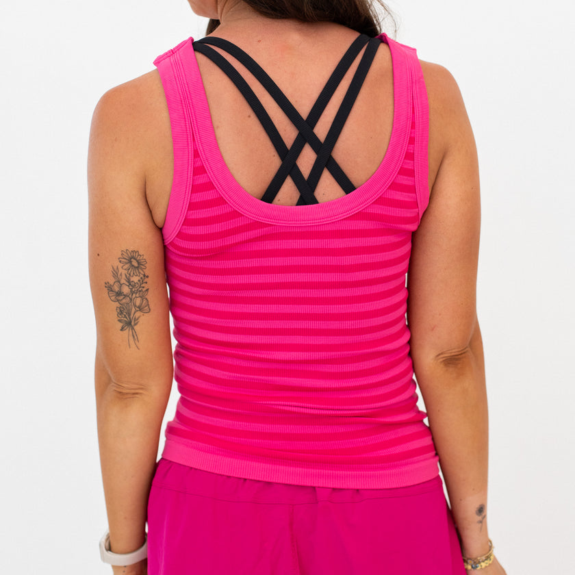 HIGH/LOW Flip Tank | Electric Pink Stripe