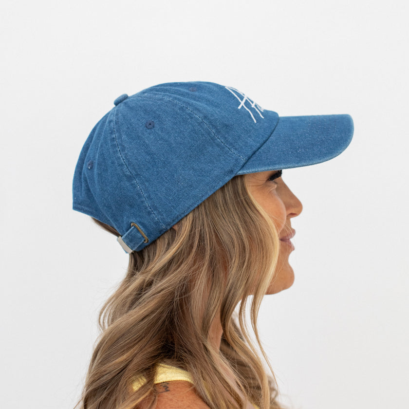 Signature Script Denim Cap | Vintage Blue