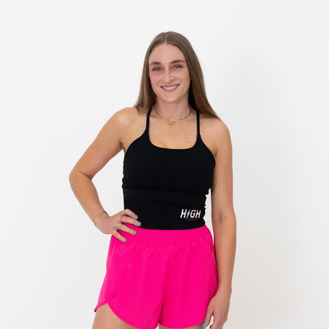 Bolt Sculpt Racerback Cropped Tank | Black