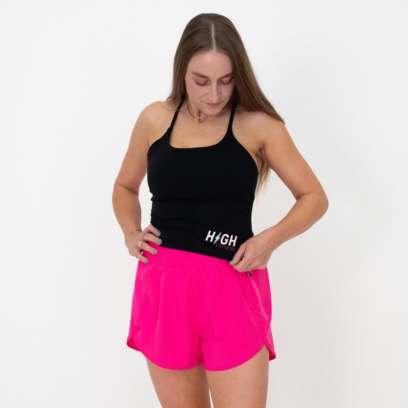Bolt Sculpt Racerback Cropped Tank | Black