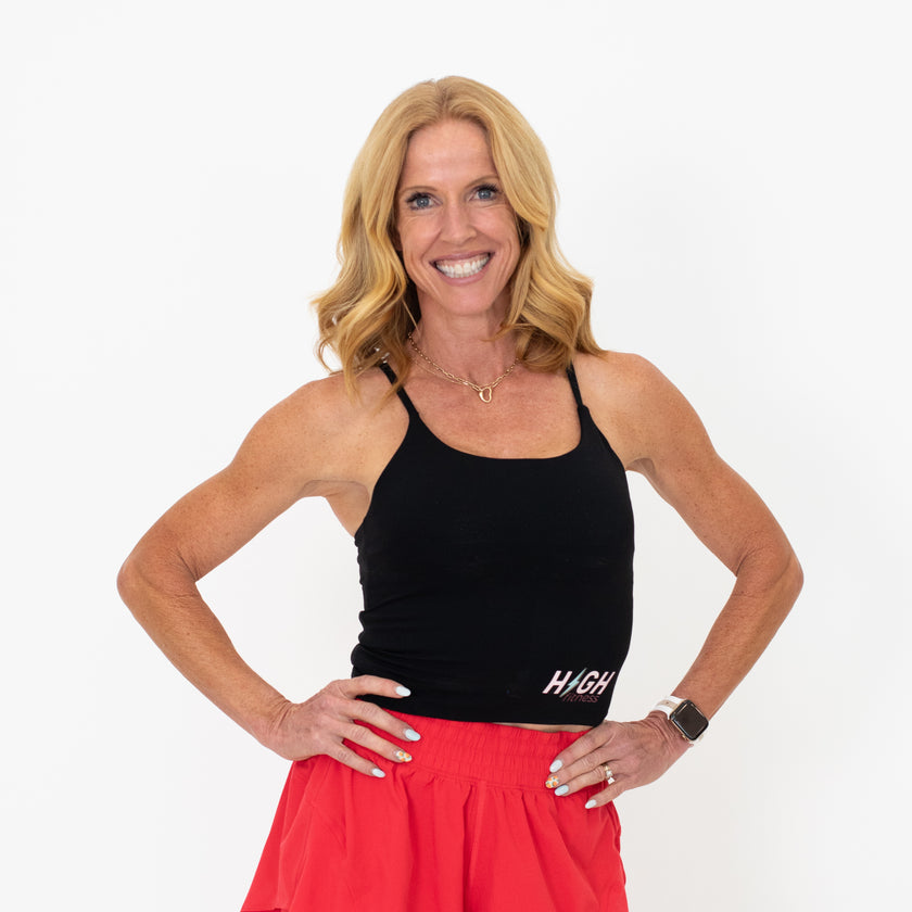 Bolt Sculpt Racerback Cropped Tank | Black