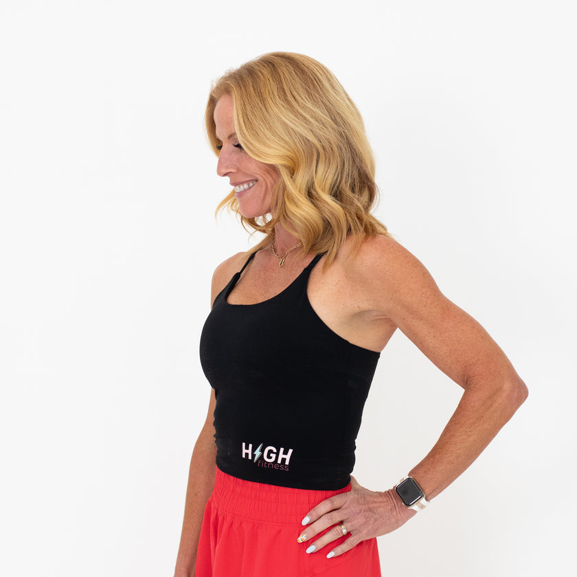 Bolt Sculpt Racerback Cropped Tank | Black