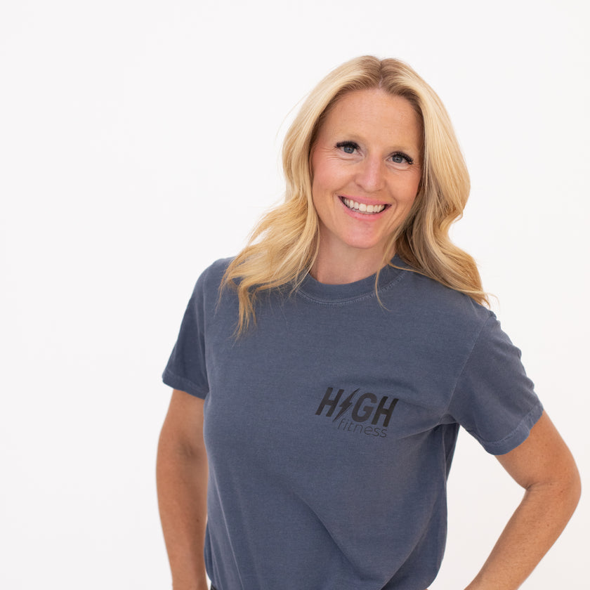Mini Pocket Logo Boyfriend Tee | Gunmetal Blue