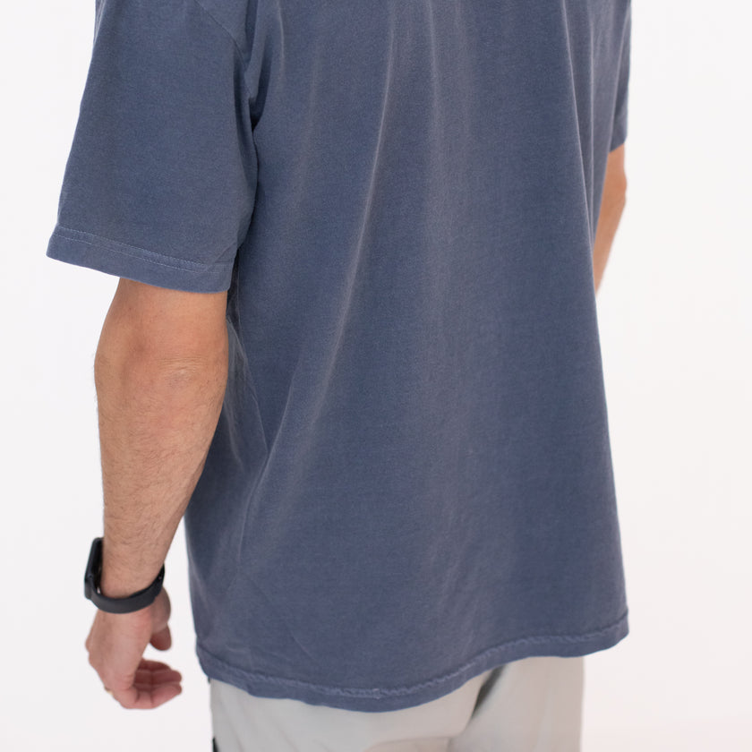 Mini Pocket Logo Boyfriend Tee | Gunmetal Blue