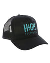 Black Trucker Hat with Teal Logo